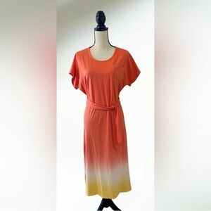 Lands' End Orange and Yellow Ombre Midi Dress